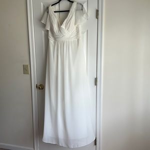 White Bridal long chiffon dress with Sleeves Size 14